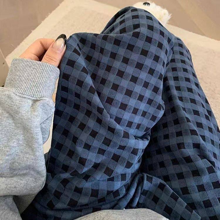 可外穿家居裤保暖德绒暖暖裤日系格子裤韩版显瘦百搭睡裤大码秋冬