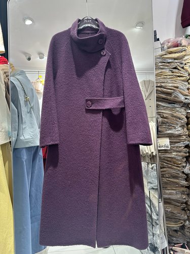 2025秋冬881013韩版设计感时尚立领中长款双面羊绒羊毛大衣外套女