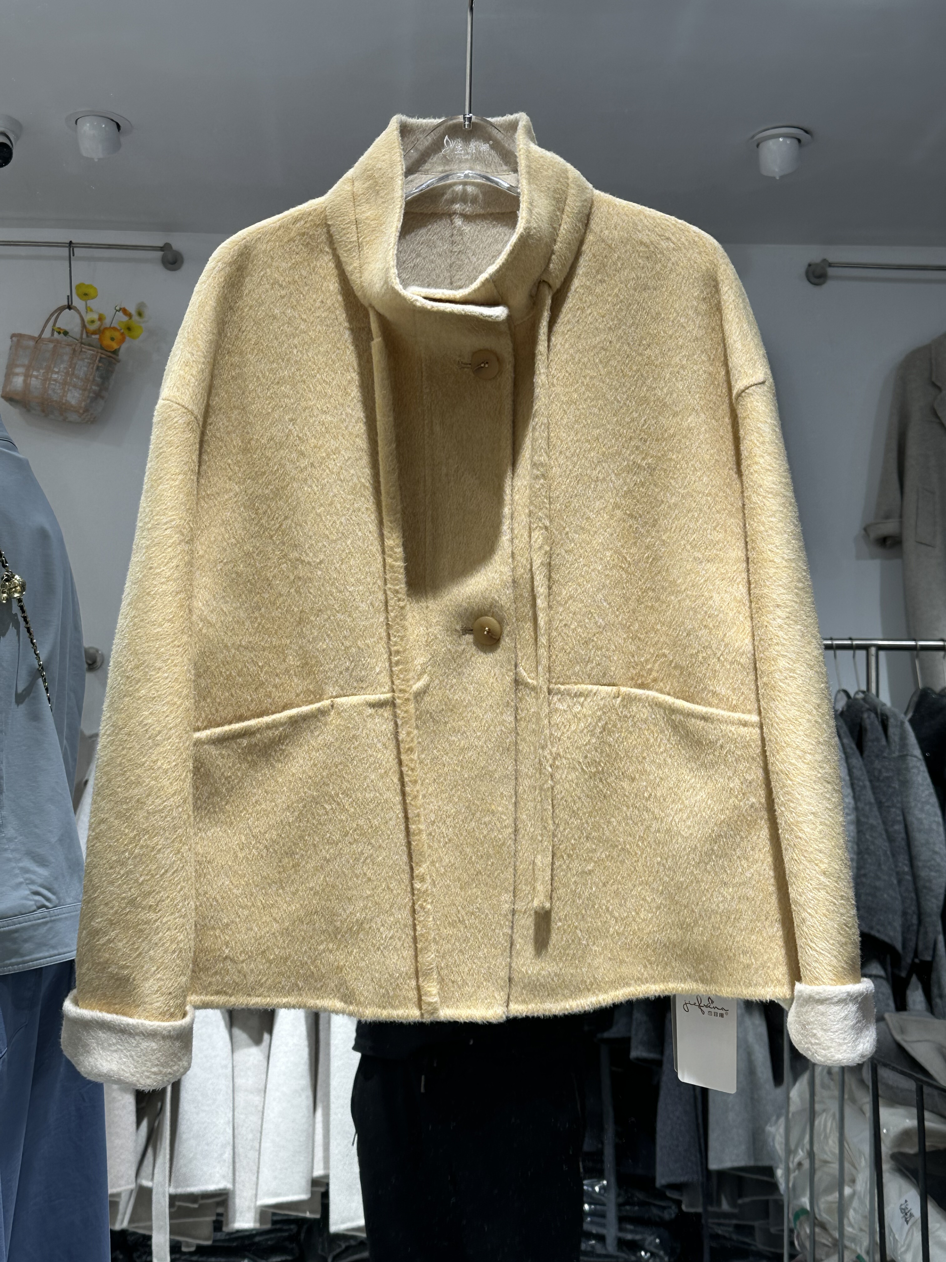 2025秋冬881009韩版设计感时尚洋气立领单排扣双面羊绒羊毛大衣女