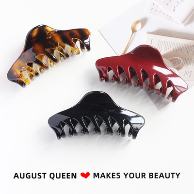 复古法式琥珀色抓夹大号鲨鱼夹后脑勺女马尾发量多半扎发发卡头饰