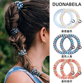 新款 电话线发圈加粗高弹力发绳TT圈高级感人鱼姬头绳无痕皮筋女L