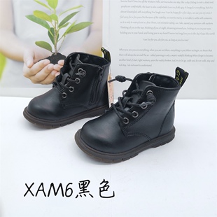 卡特兔春秋款女童男童马丁靴防滑皮鞋机能鞋靴子X1CL002.XAM6