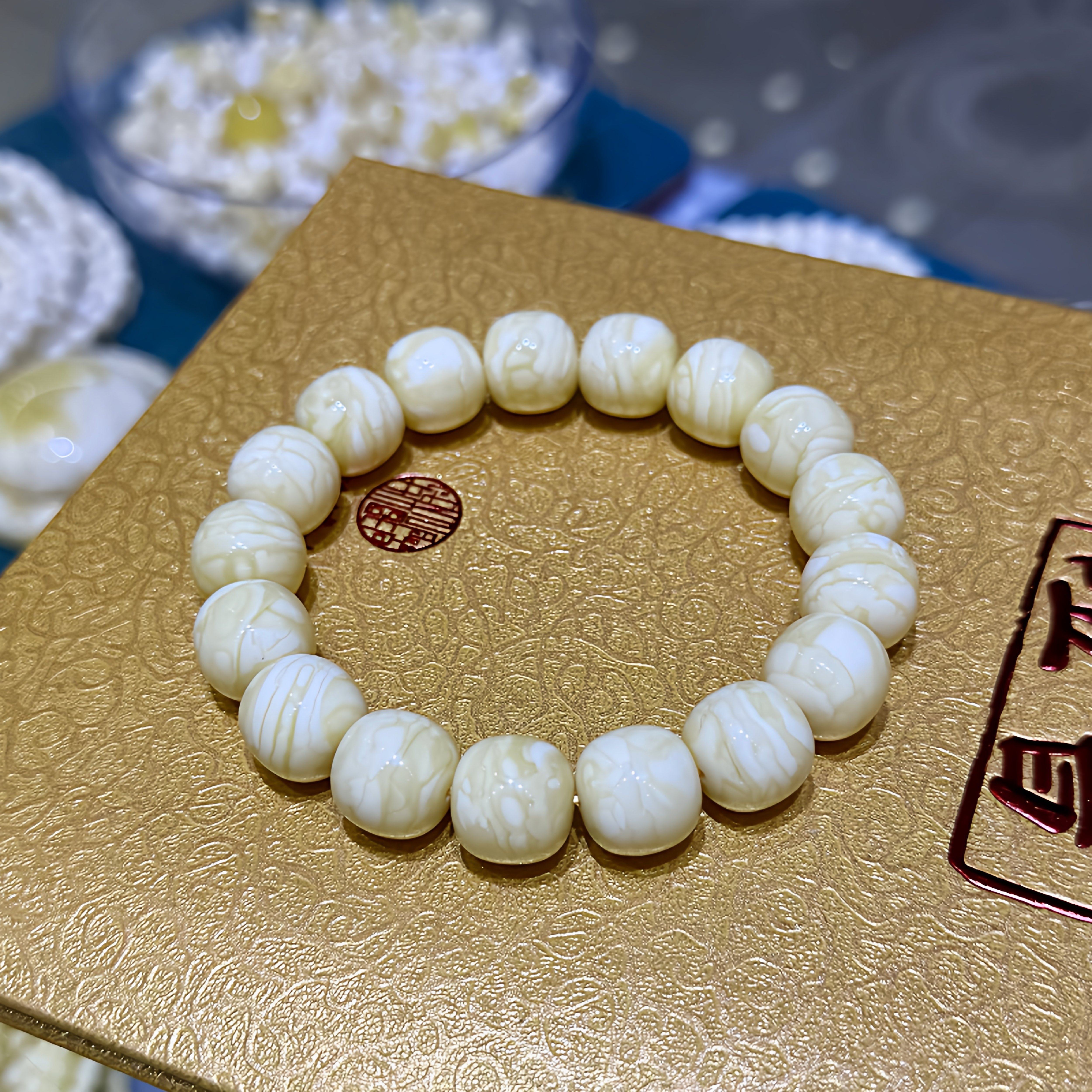 14mm同料精工白蜜蜡老型手串