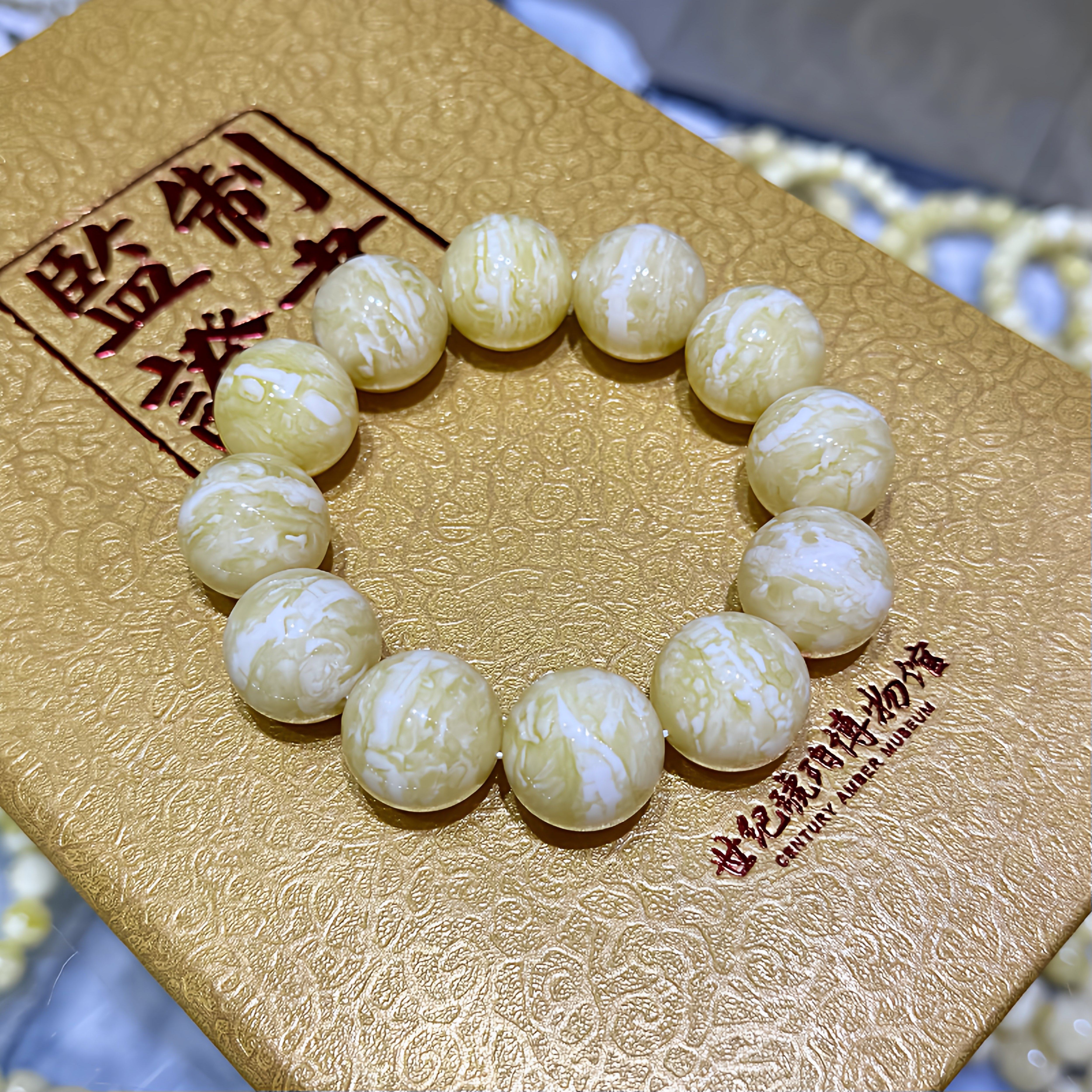 20mm同料白花虎皮纹蜜蜡俄料一线天手串