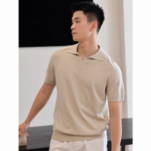 休闲翻领短袖 夏季 半袖 老钱风针织POLO衫 T恤男 纯色极简高级感男装