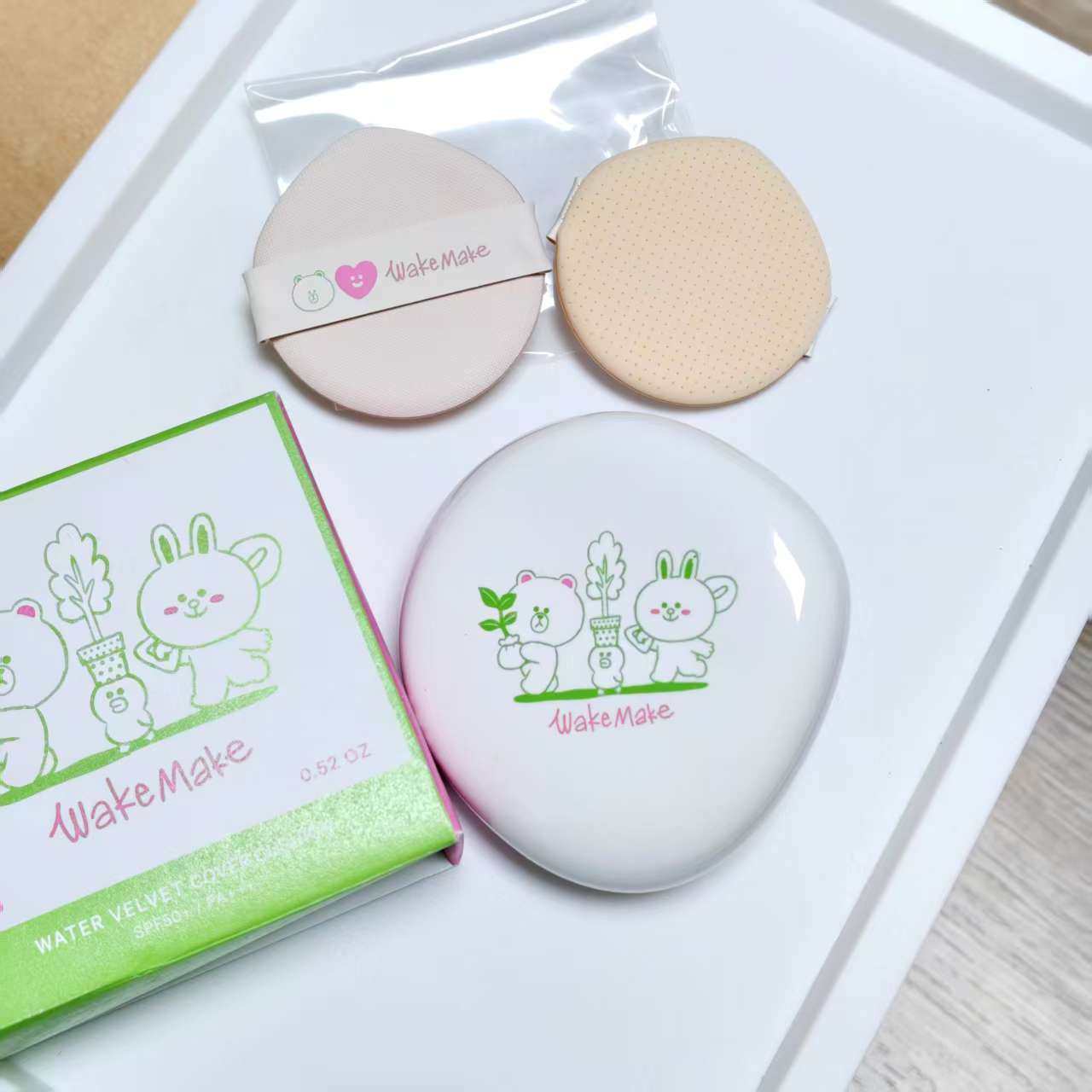 韩国wakemake水感丝绒哑光气垫粉底液line联名款保湿遮瑕透亮白皙,彩妆/香水/美妆工具,气垫,淘宝优惠券,粉丝福利购,淘宝优惠卷