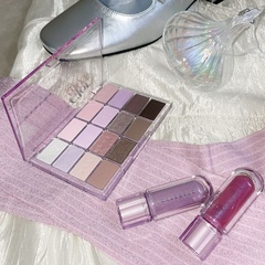 韩国wakemake薰衣草唇釉13号 nude lavender紫罗兰眼影盘23细闪