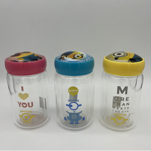 龙士达玻璃杯200mL时尚休闲水杯随包携带水杯H家授权图案水杯