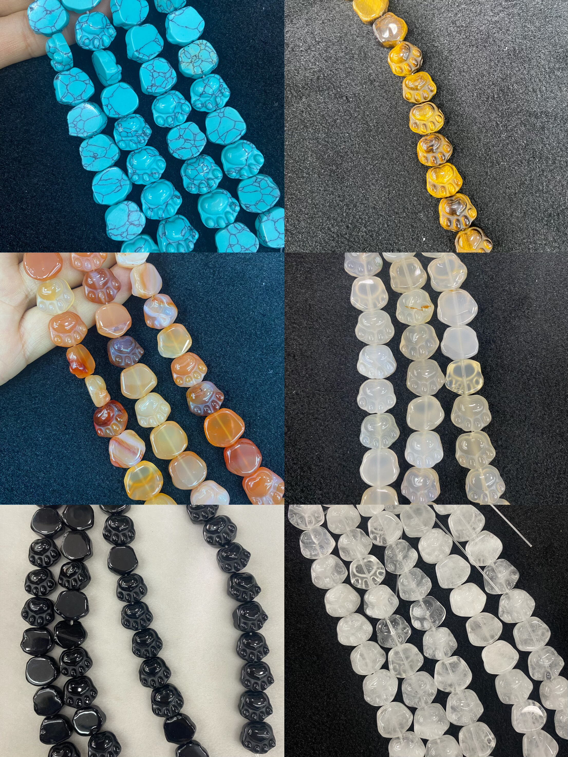 天然水晶玛瑙熊掌16*14mm饰品diy宝珠散珠手链项链