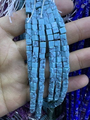 4*4mm优化蓝松石方糖方块散珠diy手链项链半成品配饰配件材料