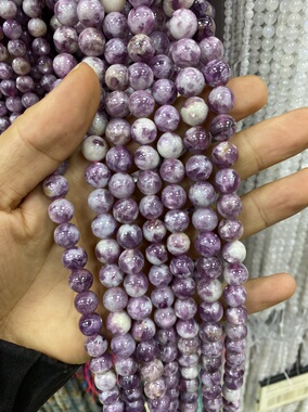 天然紫祖母水晶圆珠散珠diy饰品配件手链项链半成品紫色天然石