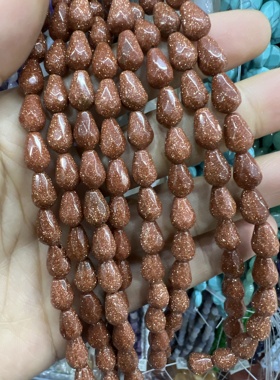 8*12mm合成金沙石圆水滴切面散珠diy手链项链半成品配饰配件材料