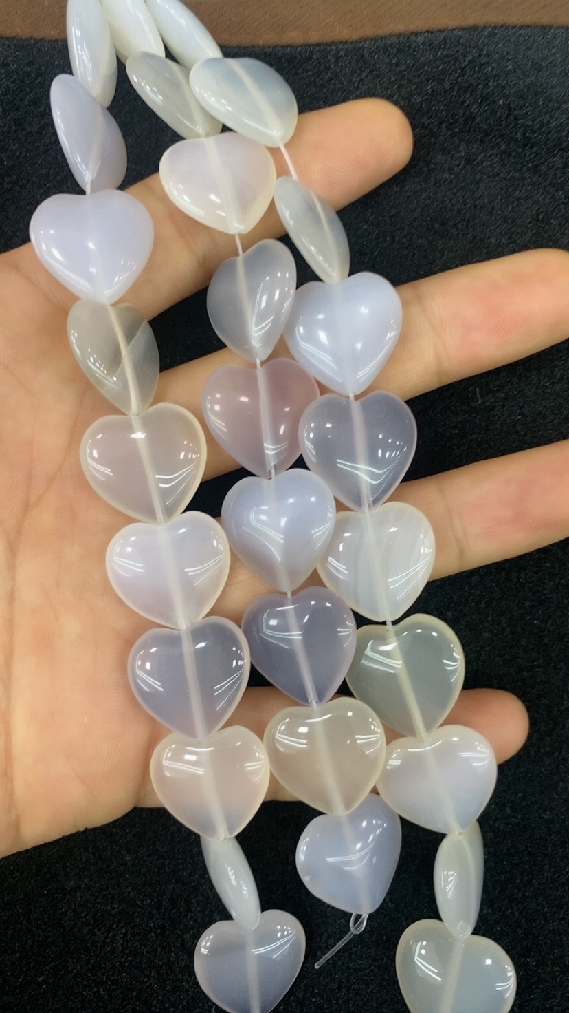 天然水晶玛瑙爱心20mm爱心形散珠手链项链diy手作饰品配件