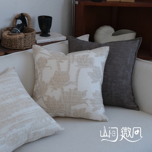 中古风自然风棉麻靠包侘寂风抱枕新中式靠枕民宿软装床头靠垫腰枕
