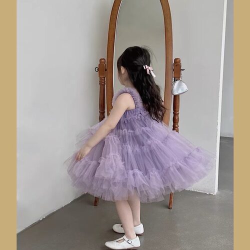 4色网纱夏季tutu裙吊带连衣裙
