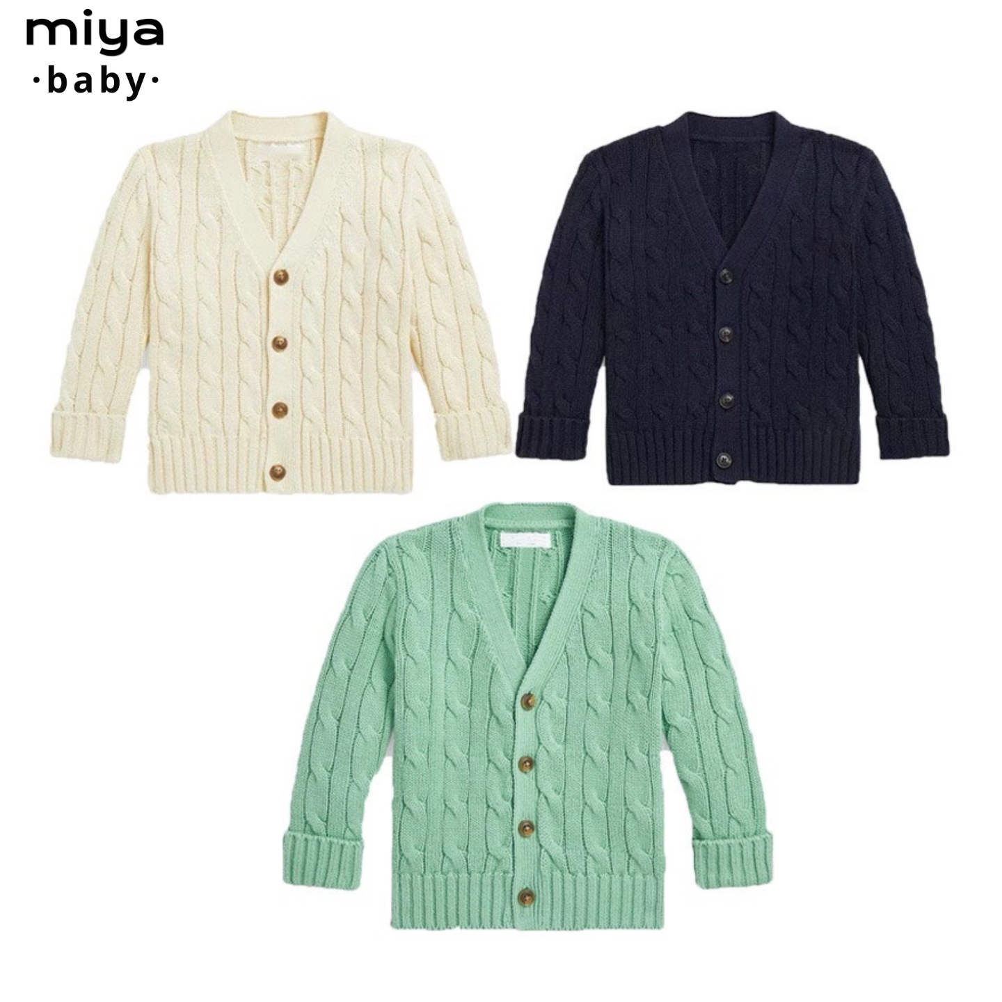 高定版麻花V领长袖开衫