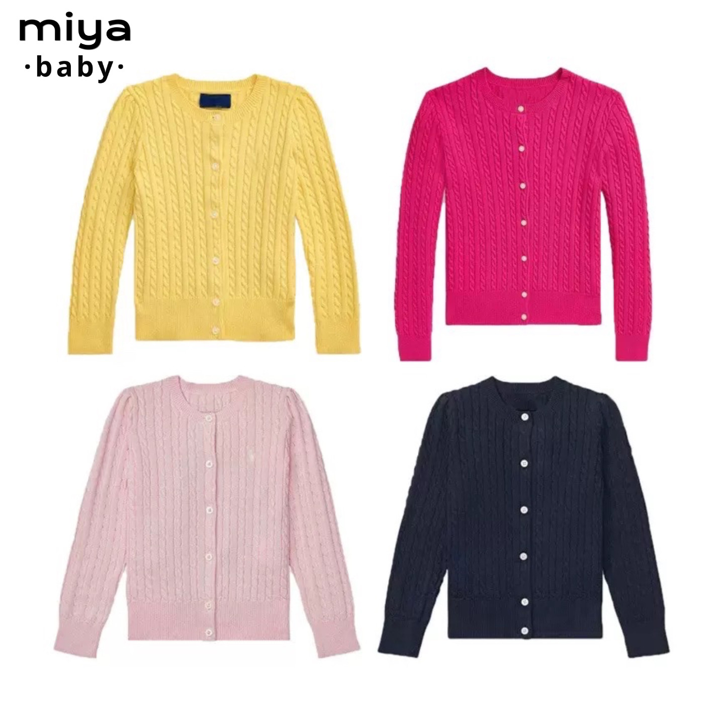 MiyaBaby麻花刺绣开衫女童2024新款秋冬韩版刺绣外套宝宝长袖毛衣