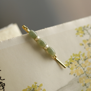 玉漱丨软语古典新中式 天然翡翠珍珠仙气精致百搭刘海夹边夹发夹