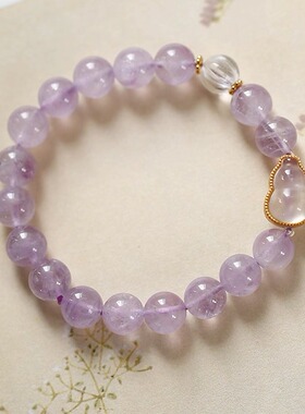 软语紫水晶纯银古法金葫芦手链