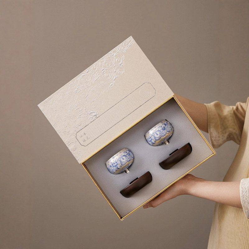 可旋转茶杯鎏银时来运转主人杯中式陶瓷功夫茶具品茗杯茶盏礼盒装,餐饮具,茶杯,淘宝优惠券,粉丝福利购,淘宝优惠卷