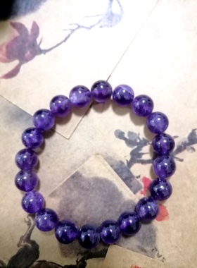 福百瑞珠宝孤品浓郁乌拉圭紫水晶水晶手编复古美搭精工手链