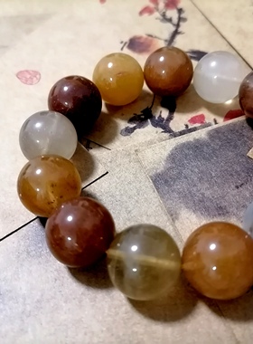 福百瑞珠宝孤品天然兔毛发晶水晶大珠手编复古美搭精工手链