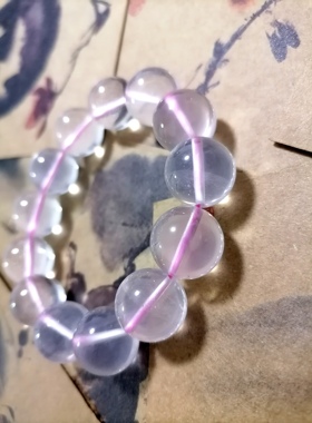 福百瑞珠宝孤品天然冰粉晶水晶大珠手编复古美搭精工手链