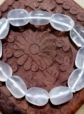 福百瑞珠宝孤品天然雾感冰粉晶大珠美貌复古手链