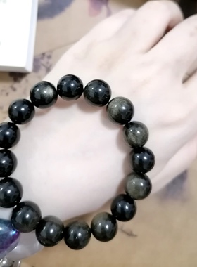 福百瑞珠宝孤品天然黑金曜石复古手链