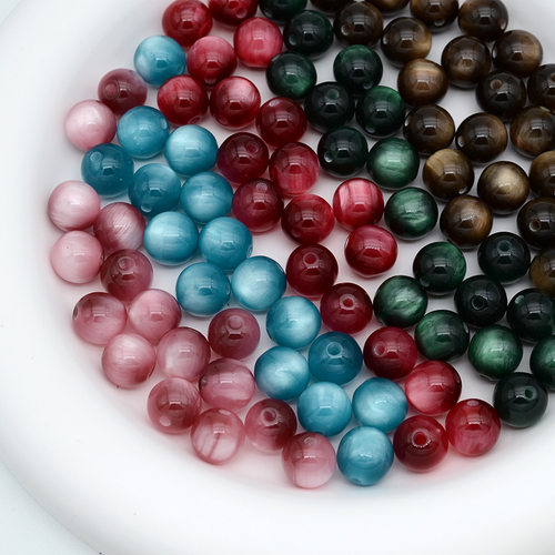 流沙仿猫眼树脂圆珠手工串珠散珠子diy项链手机链钥匙扣饰品材料