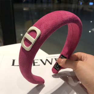 欧美网红ins皮质头箍猪鼻子CD字母发饰外出旅游百搭发卡简约发箍