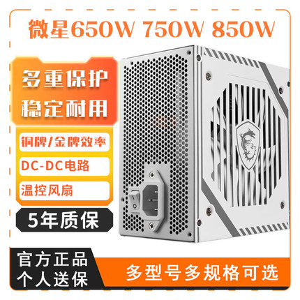 微星MAG A650BNL额定650W台式电脑A750GL迫击炮DC-DC爆破750W电源