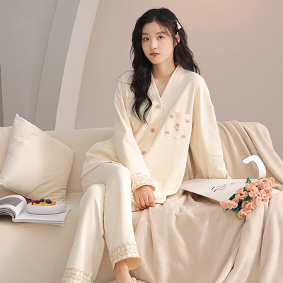 纯棉睡衣女款春秋季2024新款甜