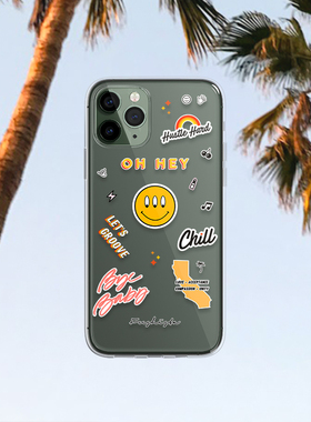 加利福尼亚风格iPhone12Pro苹果手机壳XsMAX全包透明11软保护套R