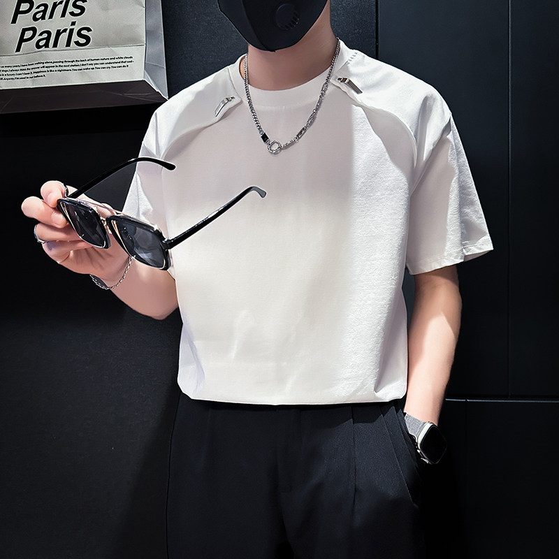 短袖男款潮牌夏季设计感小众T恤社会小伙店主风B323-DT57-P58,男装T恤,星座301C（原B323）