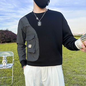条纹拼接真口袋卫衣男设计感潮牌社会小伙长袖外套B323/WY09A/P58图片