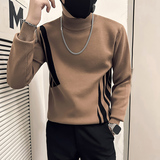 抖音社会小伙毛衣男半高领撞色针织打底衫B323-M38-P78控108，男装T恤，星座301C（原B323）