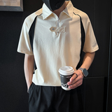 设计感半拉链短袖男POLO衫社会小伙店主风青年潮流B323-PL16-P55，男装Polo衫，星座301C（原B323）