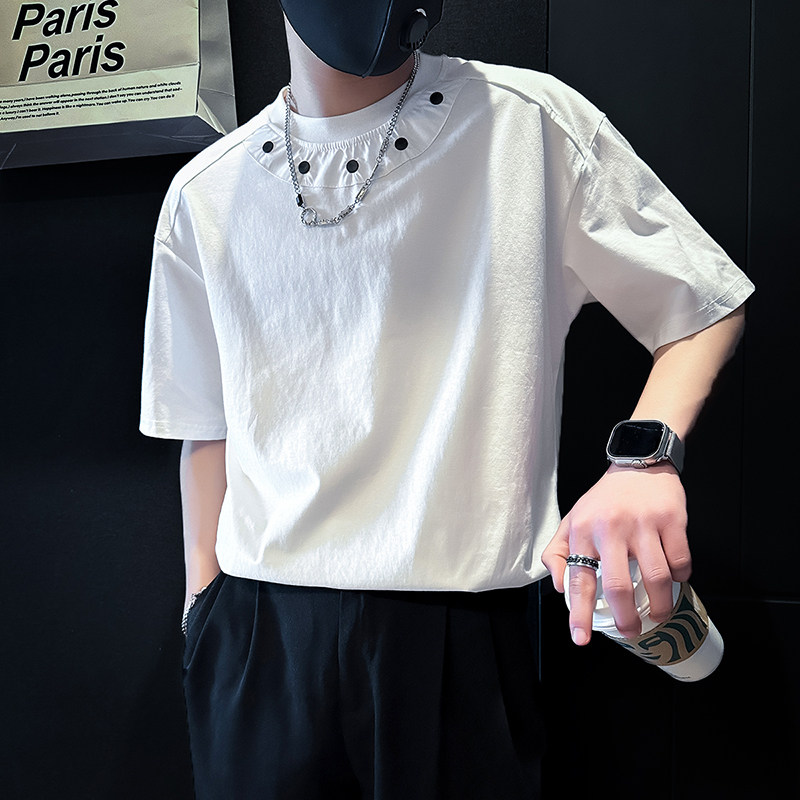 男士白色短袖夏季潮牌重磅T恤社会小伙店主风B323-DT56-P55,男装T恤,星座301C（原B323）