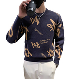 双面穿毛衣男潮牌社会小伙秋冬季字母圆领针织衫两色M22-P78，男装针织衫/毛衣，星座301C（原B323）