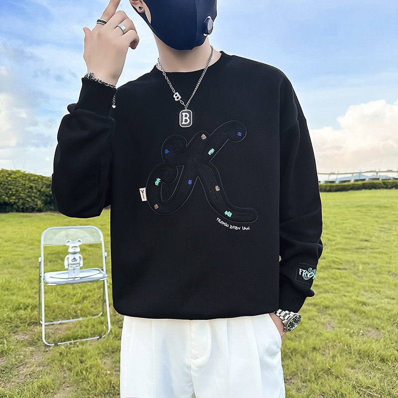 宽松卫衣男潮牌重工刺绣高级感痞帅社会小伙外套B323/WY17A/P68,男装卫衣,星座301C（原B323）
