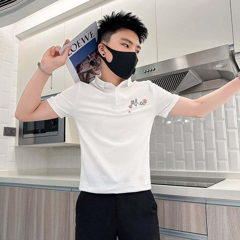 B323-PL24A-P48控68风刺绣Polo衫男短袖夏季修身T恤社会小伙,男装T恤,星座301C（原B323）