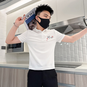 B323-PL24A-P48控68风刺绣Polo衫男短袖夏季修身T恤社会小伙图片