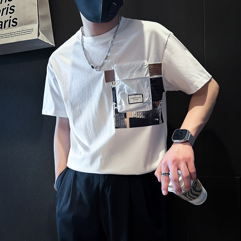 B323-DT63-P58控78短袖T恤男社会小伙店主风圆领潮流半袖衣服,男装T恤,星座301C（原B323）