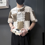衣服男2025年新款短袖t恤印花社会小伙店主风B323-DT34-P48控68，男装T恤，星座301C（原B323）