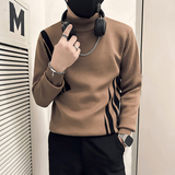 抖音社会小伙毛衣男半高领撞色针织打底衫B323-M38-P78控108，男装T恤，星座301C（原B323）