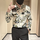 长袖衬衫男社会小伙印花高级感时尚网红衬衣B323/CS03/P50，男装衬衫，星座301C（原B323）