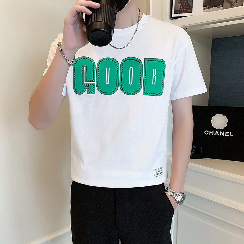2025新款潮牌社会小伙短袖T恤good字母印花B323-DT01-特P38控58,男装T恤,星座301C（原B323）