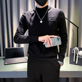 社会小伙毛衣男冬季半高领字母提花修身打底衫M25-P58控78，男装针织衫/毛衣，星座301C（原B323）