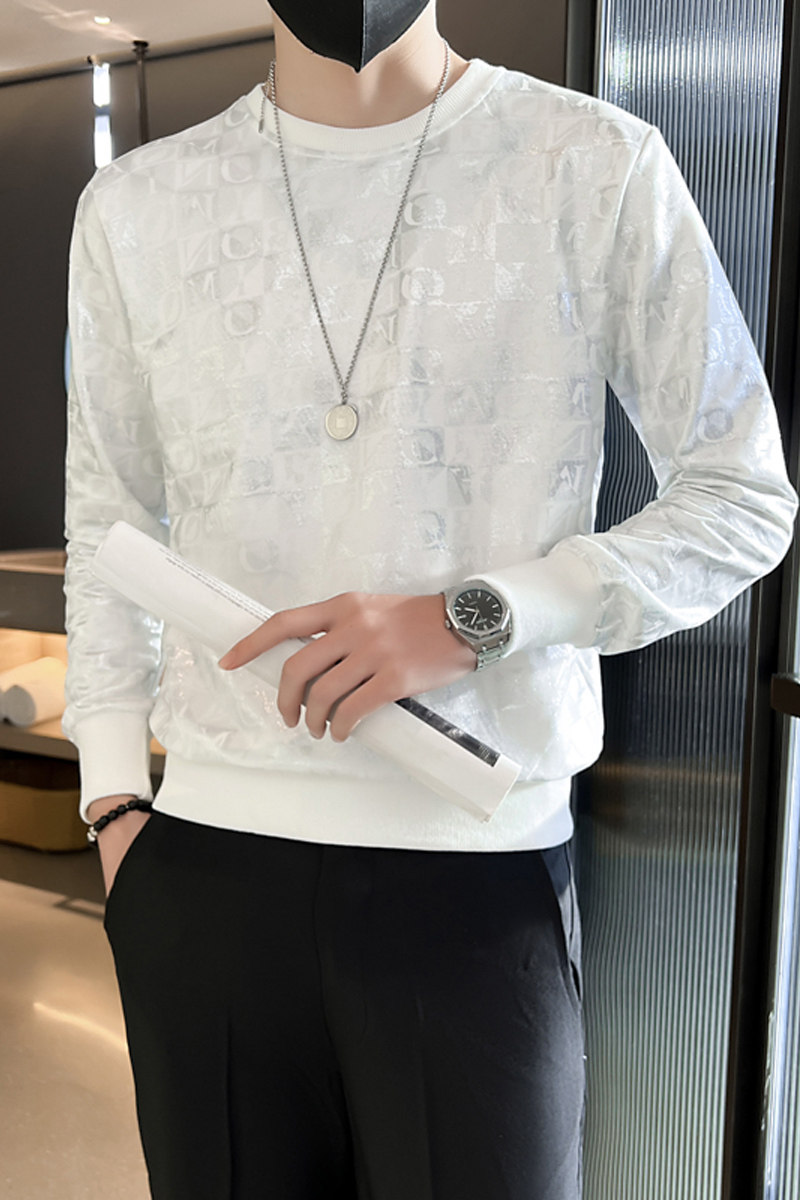 网红社会小伙卫衣男2025新款印花修身圆领潮流两色WY07-P53控75,男装卫衣,星座301C（原B323）